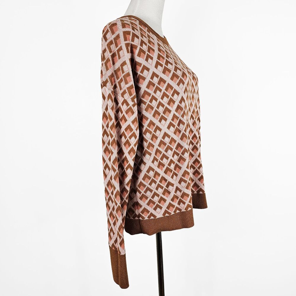 A New Day Pink and Brown Geometric XXL Sweater - Picture 2 of 6